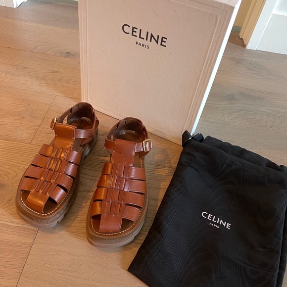 Rare Celine Brown Leather Fisherman Sandals Size 39 - Picture 3 of 5